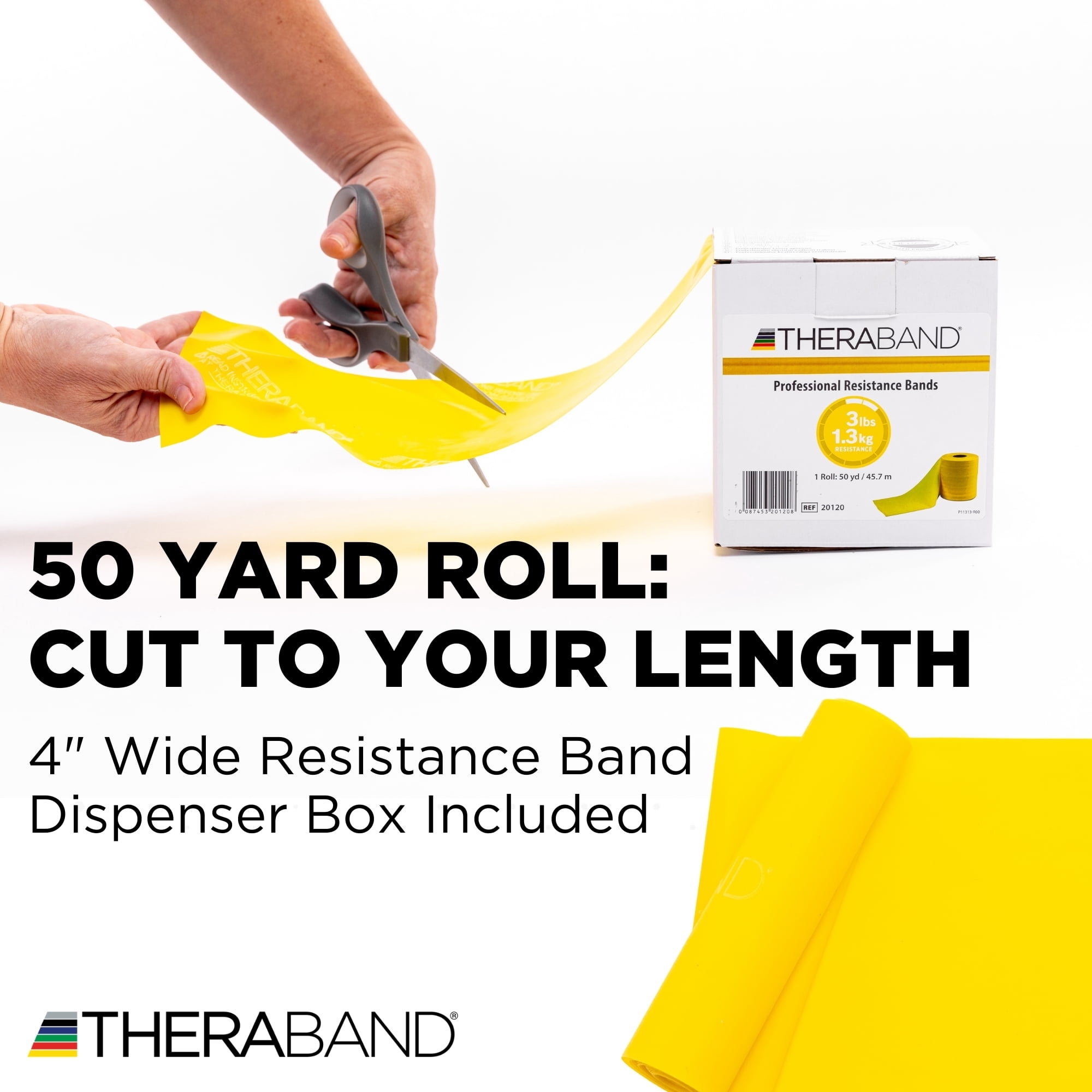 THERABAND Resistance Band, Yellow, Light, 50-Yard Roll, Latex-Free, Elastic Band for Exercise, Physical Therapy, Yoga, Pilates, Stretching, Home Workouts, Cut-to-Length, Color-Coded Levels