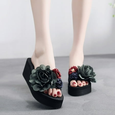 

Summer Slippers For Women Beach Accesseories Flip Flops For Women Fashion Flower Women Slip-On Open Toe Wedges Heels Causal Slipper Slides Shoes Swimming Pool Accessories Mens Women Slippers