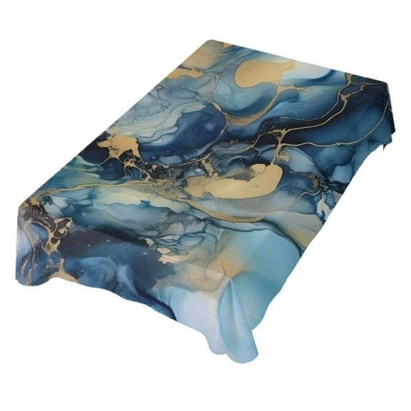 JSTEL Blue & Gold Marble Art Table Cloth Square 54 x 54 Inch Tablecloth Anti Wrinkle Table Cover for Dining Kitchen Parties