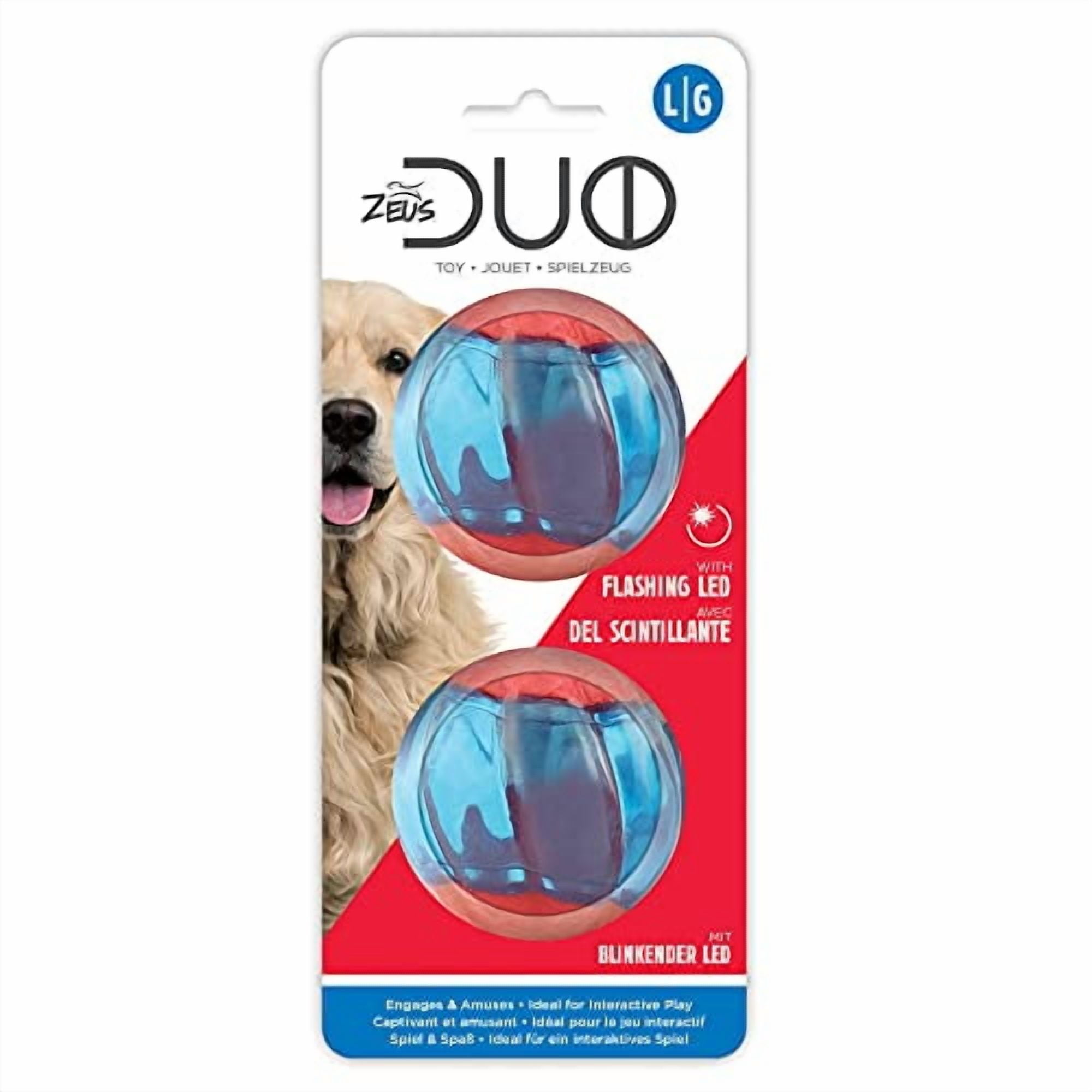 Zeus Duo Ball Dog Toy with Flashing LED, Large