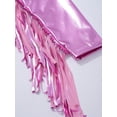 thumbnail image 7 of iiniim Girls Shiny Metallic Fringe Jacket Long Sleeve Sparkly Dance Tassel Jacket Coat Hip Hop Jazz Clothes Pink 6, 7 of 7