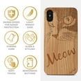 thumbnail image 4 of Case Yard Wooden Case Outside Soft TPU Silicone, Slim Fit Shockproof Wood Protective Phone Cover for Girls Boys Men and Women, Supports Wireless Charging Meow Design case for iPhone-XS-Max, 4 of 7