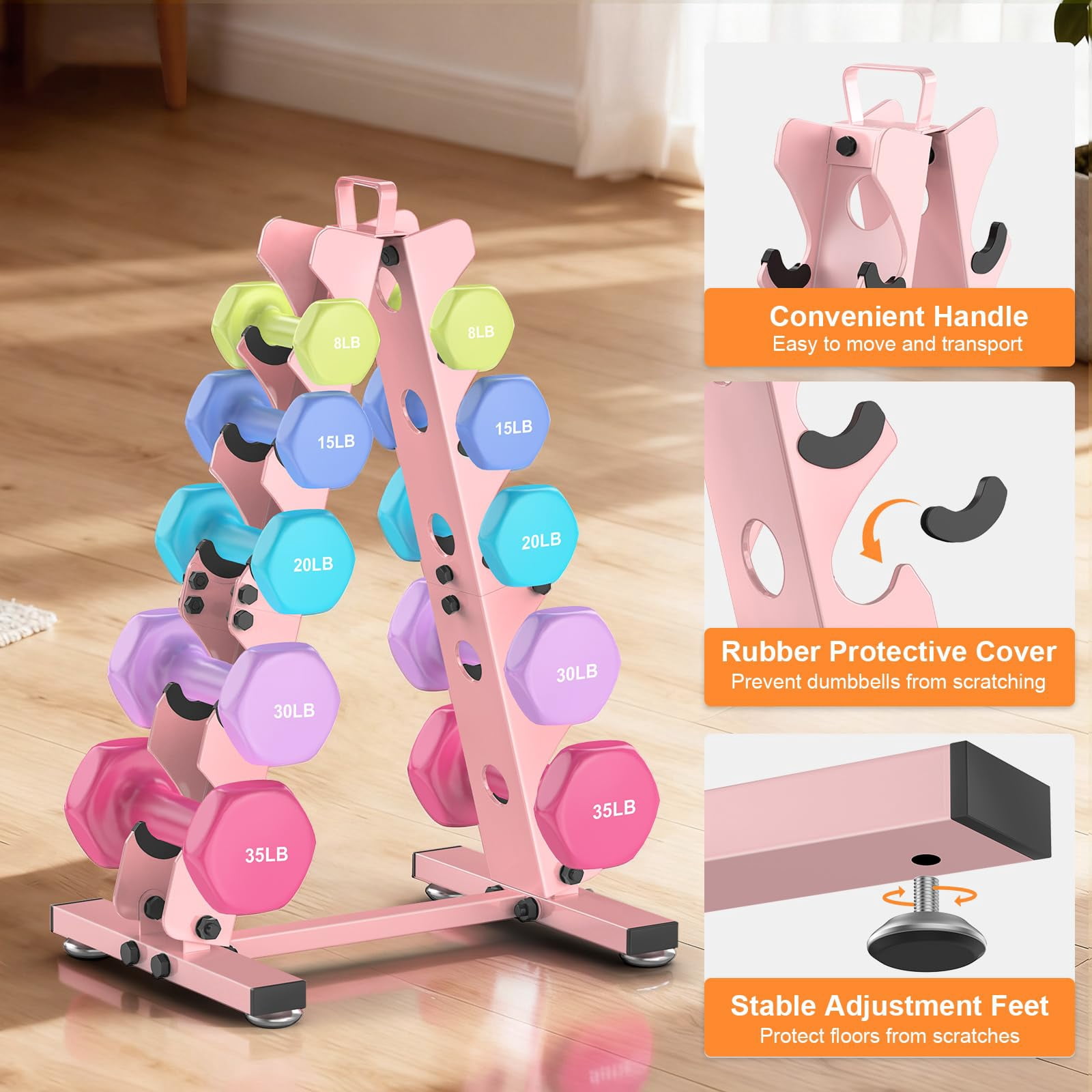 6-tier|5-tier|4-tier Dumbbell Rack Stand Only  Weight For Home Gym Storage Weights Metal A-frame Strength Holder With Handle (dumbells Not Included)