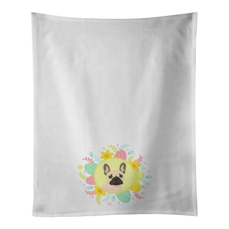 

French Bulldog Fawn #1 Easter White Kitchen Towel Set of 2 19 in x 28 in