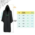 thumbnail image 4 of OKKEEY Halloween Adult Hooded Black Robe Cloak for Women Men - Knight Style Costume Vintage Tunic Uniform Cape Halloween Cosplay Outfit, Unisex Black - 57inch, 4 of 7