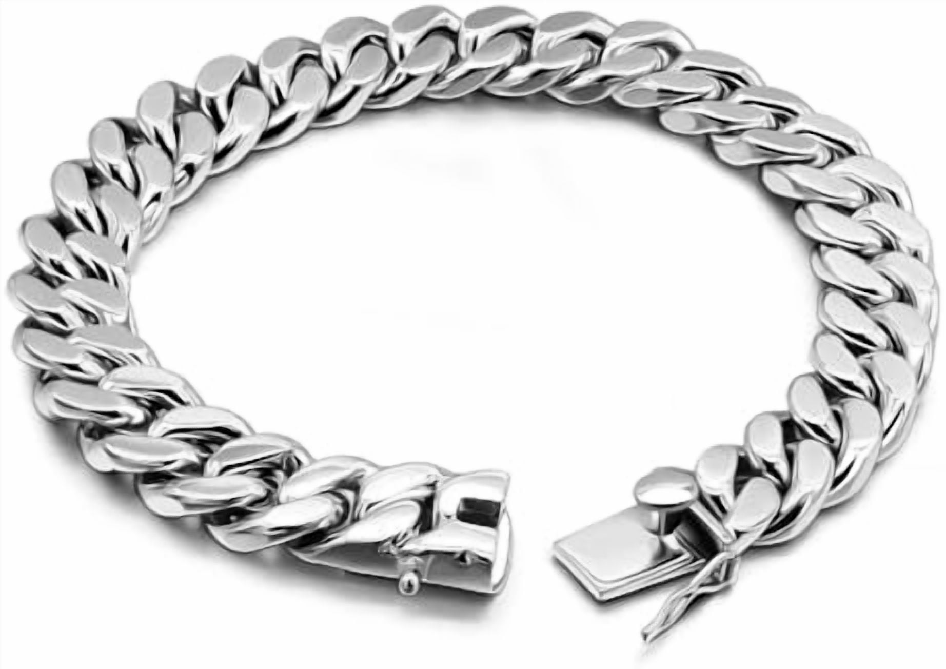 kumi925 Sterling Silver Italian Solid 10-12-14mm Diamond-Cut Cuban Link Curb Chain Bracelet for Men, Jewelry Party Birthday Gift