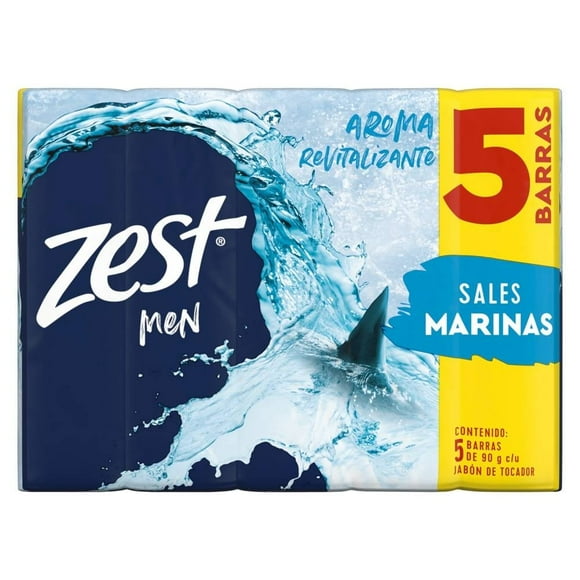 Multipack de jabón en barra Zest Men hinojo y sales marinas 5 piezas de 90g c/u