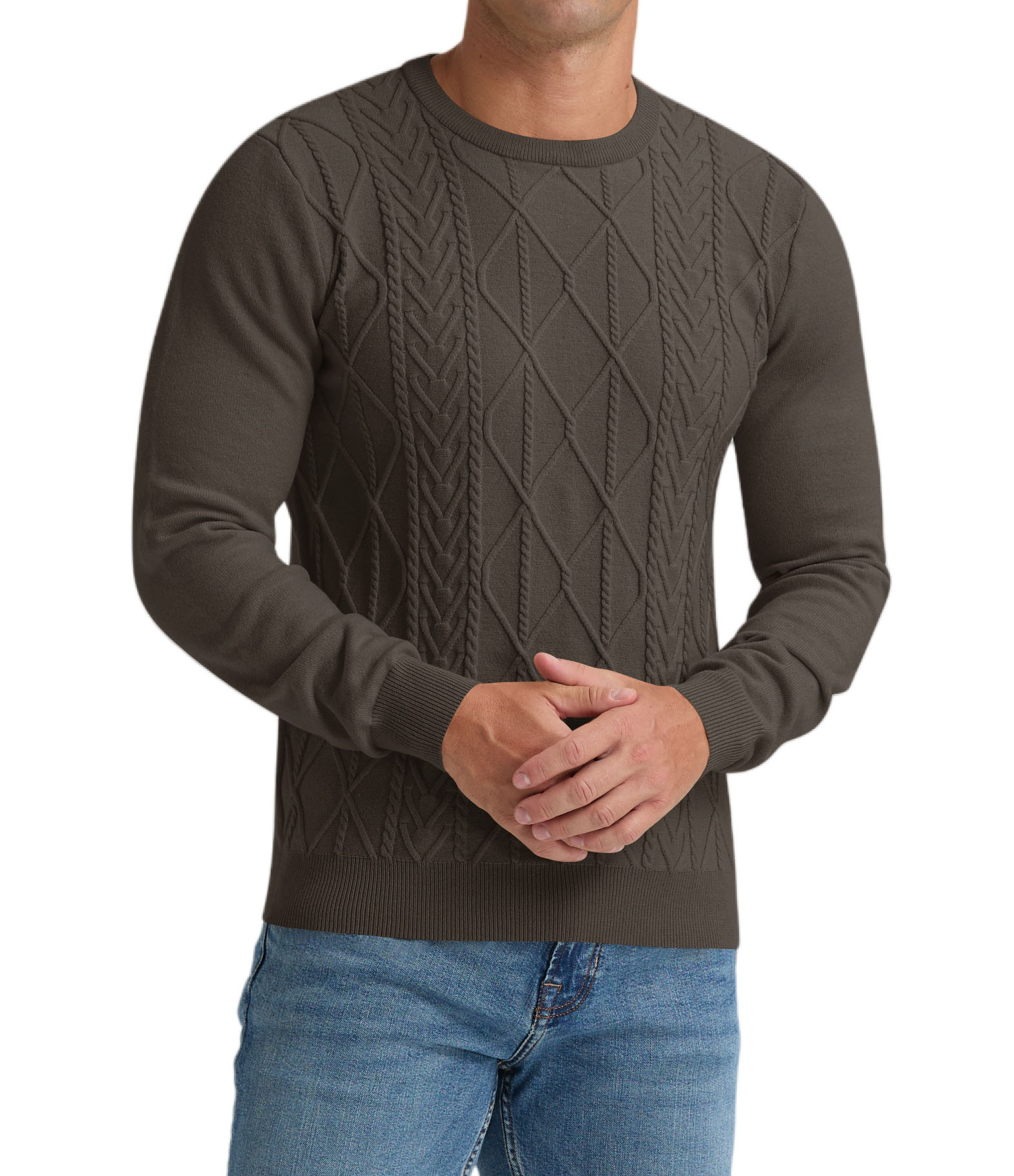 Iceglad Men's Cable Knit Crewneck Pullover Sweater photo 7