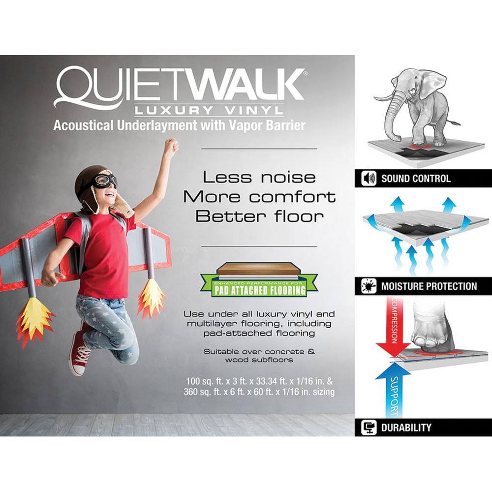 QuietWalk 360 Square Foot Luxury Vinyl Sound Reflecting Flooring  Underlayment 