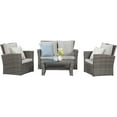 thumbnail image 2 of SUNVIVI 4 Piece Outdoor Patio Furniture Sets, Wicker Conversation Set for Porch Deck, Rattan Sofa Chair with Cushion, 2 of 8