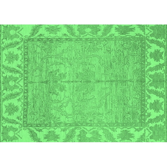 Ahgly Company Indoor Rectangle Oriental Emerald Green Traditional Area Rugs, 2' x 3'