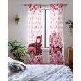 thumbnail image 3 of Valentine's Day Sheer Curtains 84 Inch Length 2 Panels Set for Living Room/Bedroom, Pink Romantic Truck Love Roses Red Plaid Kitchen Curtains Grommet Semi-Sheer Curtains Window Treatments 52"x84"x2, 3 of 7