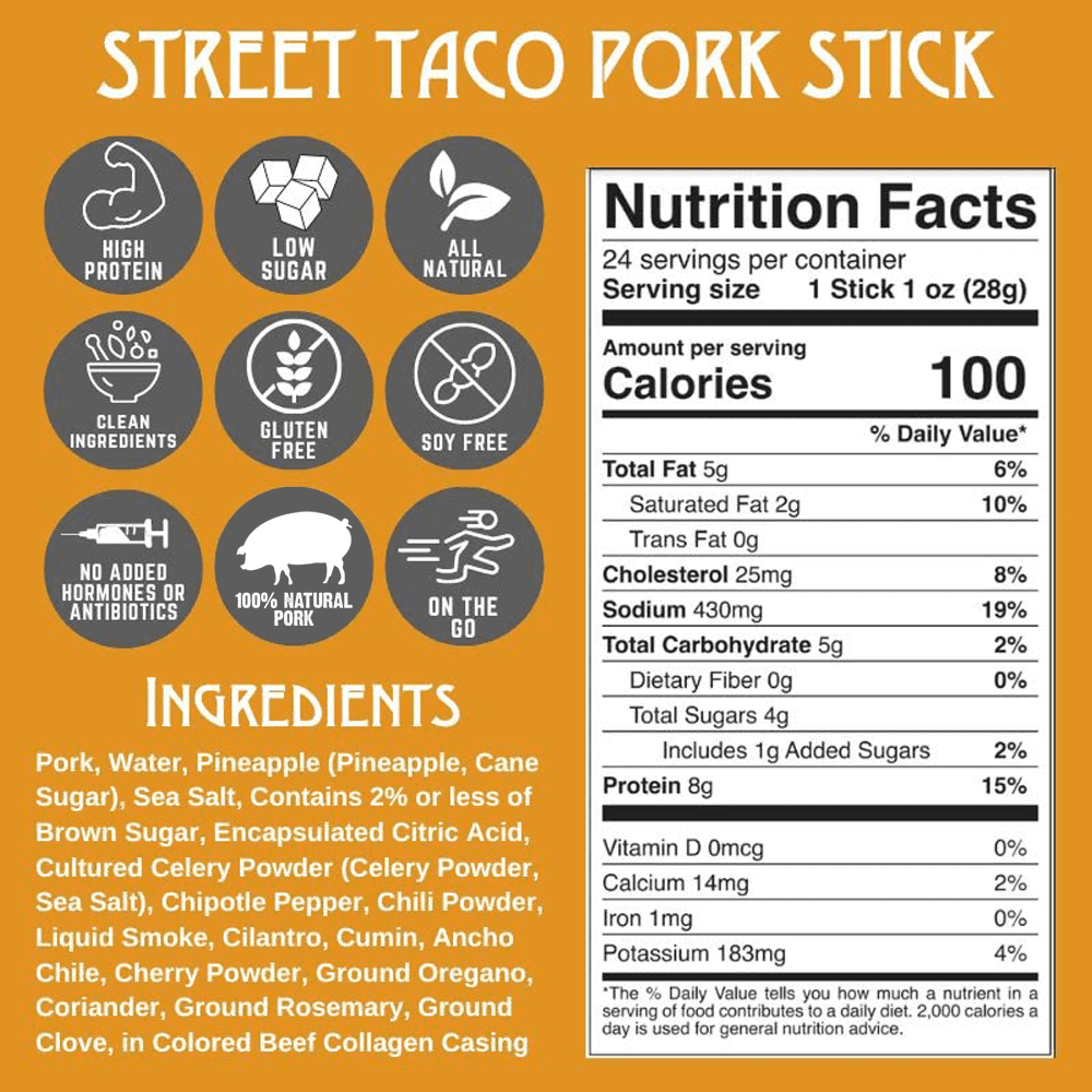 Righteous Felon Meat Sticks - Gluten Free & Keto Pork Sticks, Protein Snacks, Street Taco, 10 pack