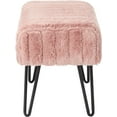 thumbnail image 3 of sdzkifto Super Mink Faux Fur Pink Ottoman Bench  19" x 13" x 17"  Rose Smoke  Living Room Foot Rest Stool Entryway Makeup Bench End of Bed Bedroom Home Decor Chair for Sitting, 3 of 5