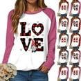 thumbnail image 5 of HCNTES Womens Girls Valentines Day Long Sleeve Love Heart Print Top Sweatshirt Spring Casual Round Neck T-Shirt Fashion Comfortable Leisure Pullover(A-Watermelon Red,2XL), 5 of 9