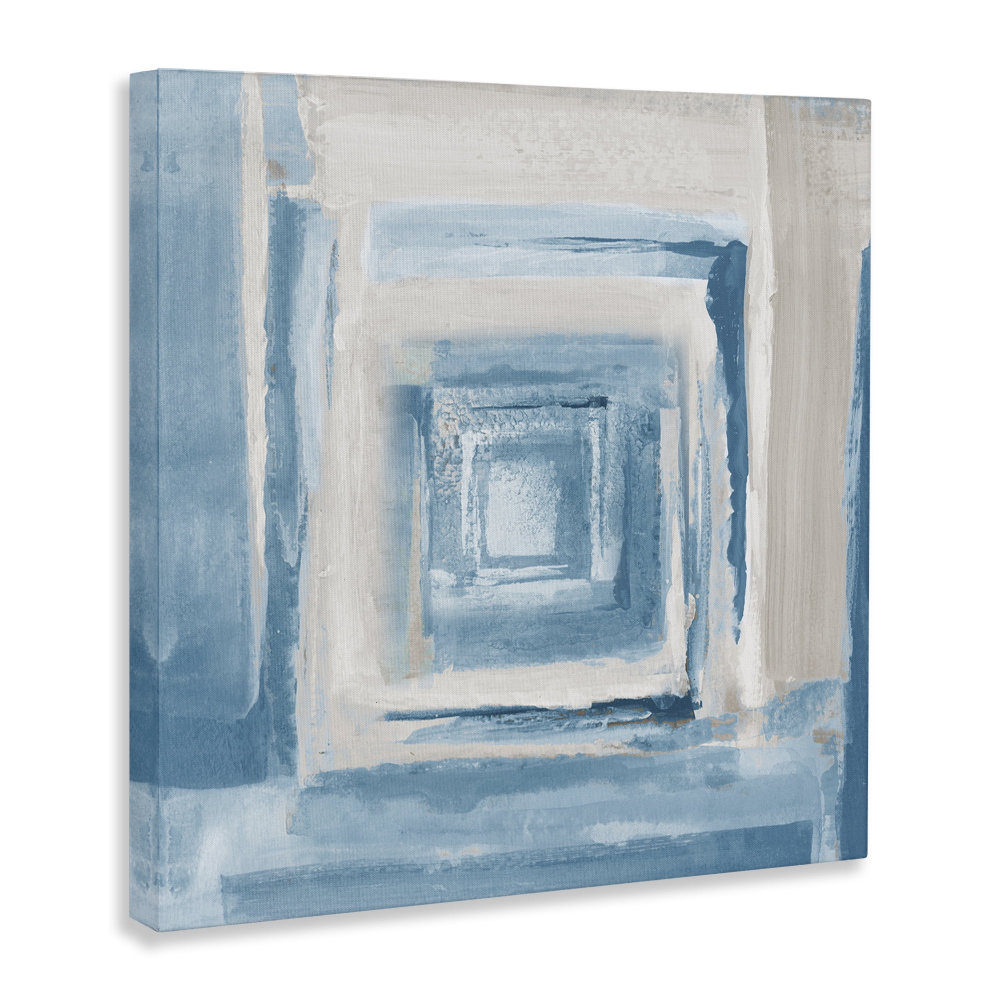 Stupell Industries Blue & Beige Squares Abstract Painting Gallery Wrapped Canvas Art Print Wall Art, 36 x 36
