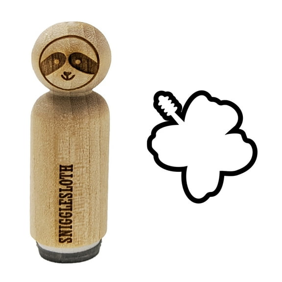 Hibiscus Hawaii Tropical Flower Outline Rubber Stamp for Scrapbooking Crafting Stamping - Mini 1/2 Inch