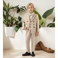 thumbnail image 4 of Boys Slim Fit 3-Piece Double Breasted Suit Set with Peak Lapel - Wedding, Formal Tuxedo-Jacket Pants Shirt, 4 of 5