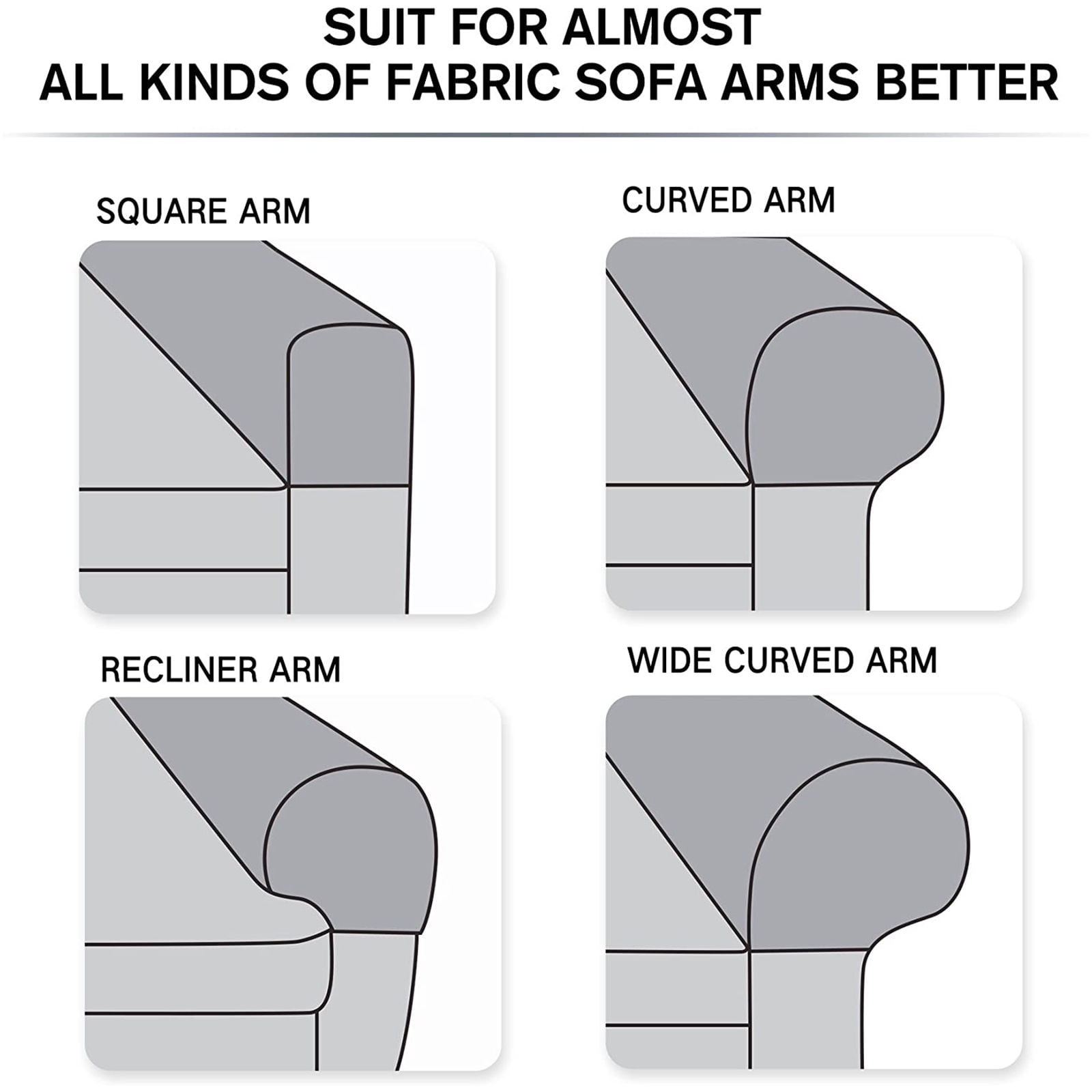 Stretch Armrest Covers, Anti-Slip Couch Arm Cover Spandex Armchair Slipcover for Recliner Sofa Washable Sofa Arm Protector with Twist Needle-Light blue-2 pcs