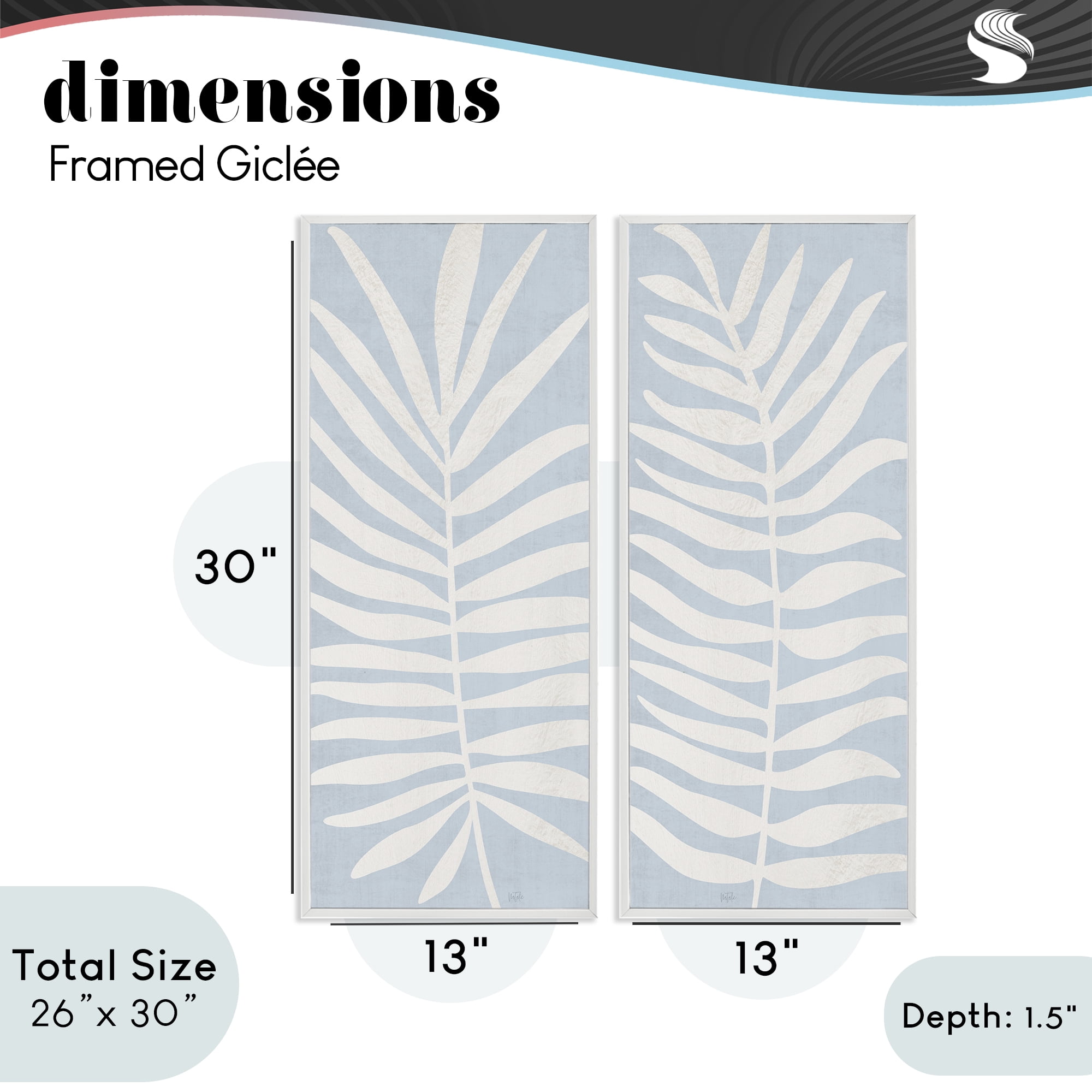 Stupell Industries Soft Palm Leaf Pair 2 Piece White Framed Giclee Art Set, design by Natalie Carpentieri