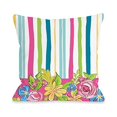 thumbnail image 1 of Bella Casa 74541PL16O Un 16 x 16 Po. Blair Coloré Fleurs Rayures Oreiller Extérieur, 1 of 1