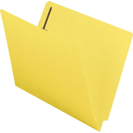 Fastener Folders Reinforced Tab Letter - Smead End Tab Fastener File Folder, Shelf-Master® Reinforced Straight-Cut Tab, 2 Fasteners, Letter Size, Yellow, 50 per Box (25940)