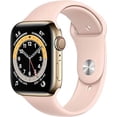 thumbnail image 1 of Restauré Apple Watch Série 6 (GPS + Cellulaire, 44mm) Boîtier en Acier Inoxydable Doré + Bande de Sable Rose - Excellent (Certifié Rénové), 1 of 1