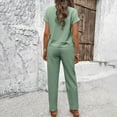 thumbnail image 4 of Women's 2024 Spring/Summer Casual Short Sleeve Top & Long Pants Outfit Set Wedding Outfits for Women Guest Womens Jumpsuits Petite Dress for Women plus Size Dress Jumpsuits for Women Evening Women Bib, 4 of 5