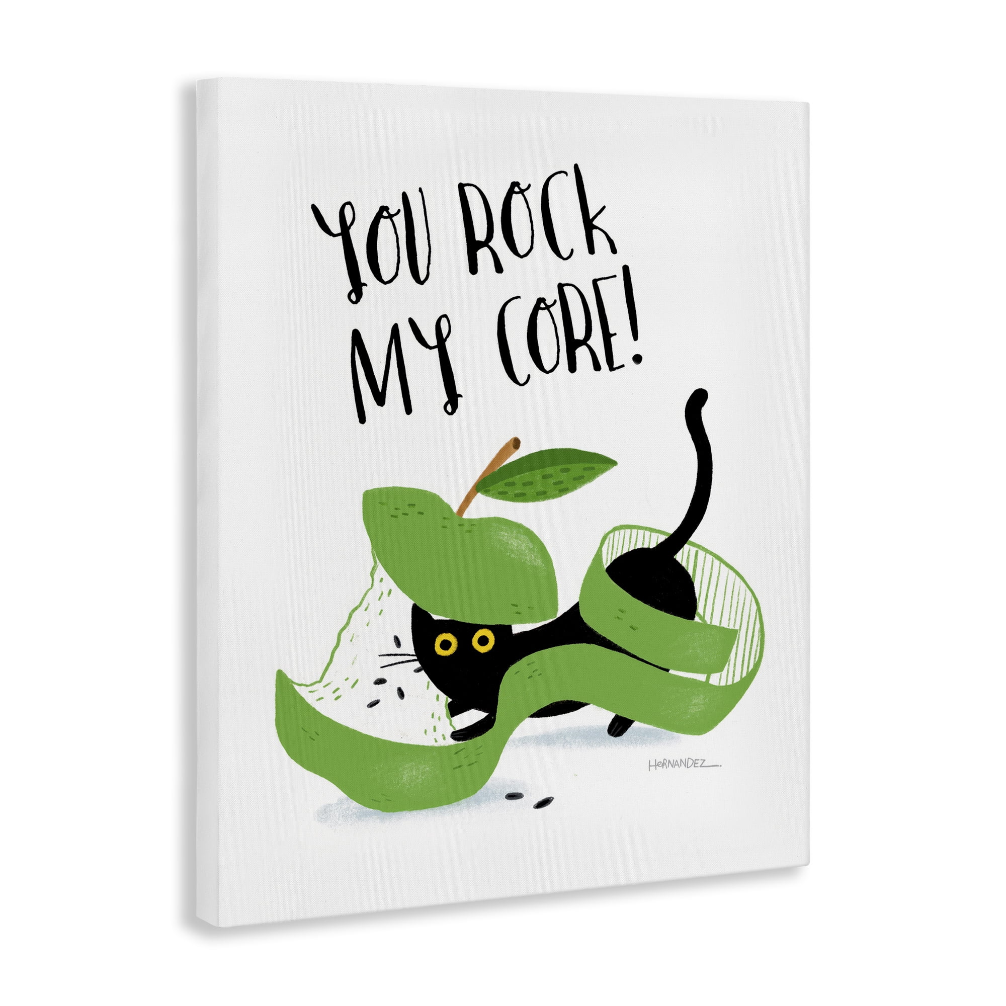Stupell Industries Rock My Core Cat Animals Painting Wrapped Canvas Art Print Wall Art, 16 x 20