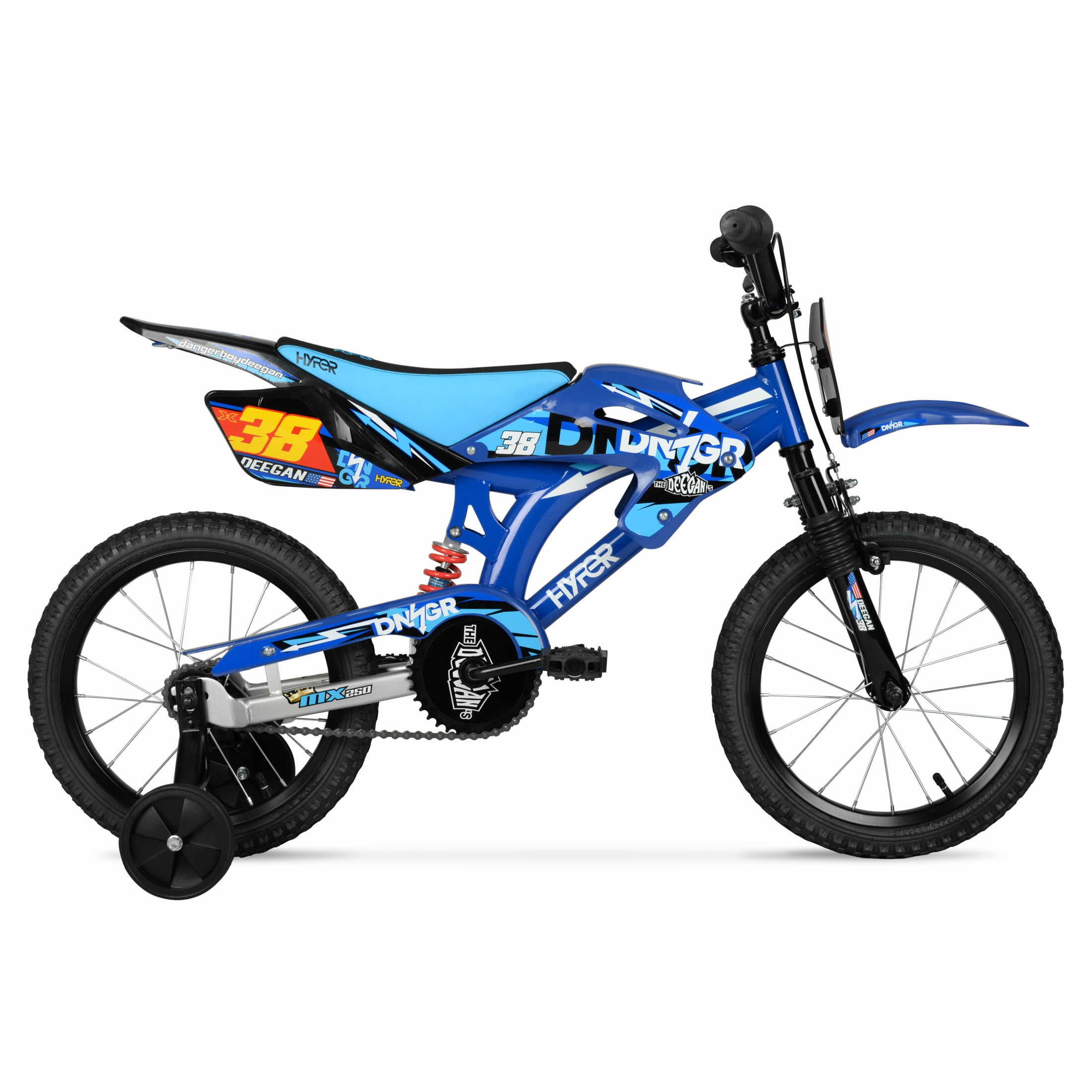 Hyper Bicycles 16" 'Danger Boy' Deegan Moto Bike, Children Ages 5-7, Blue