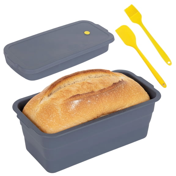 YOYTOO Silicone Bread Loaf Pan with Lid, Collapsible Toast Bread Cake Mold with Brush for Homemade Baking Bread