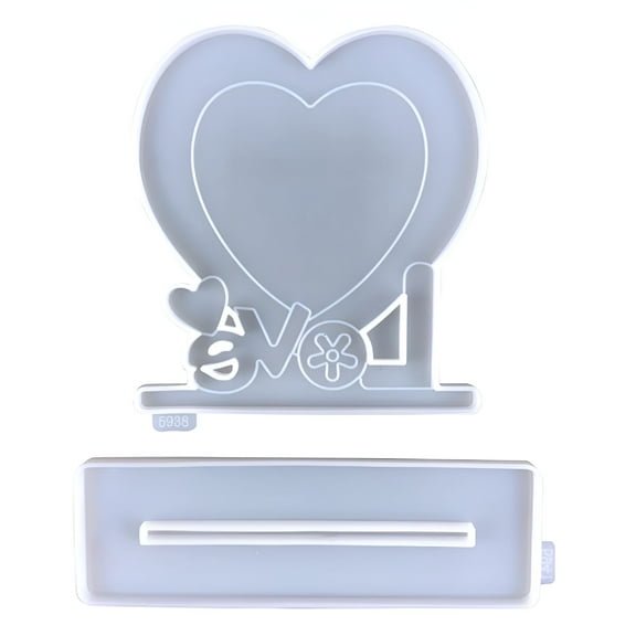 CCOCC Love Resin Mold,Photo Frame Resin Molds,Resin Picture Frames Molds for Epoxy Resin,Love Theme Heart Shape & Love Word Silicone Epoxy Molds for DIY Crafts Home Table Decor Valentines Day
