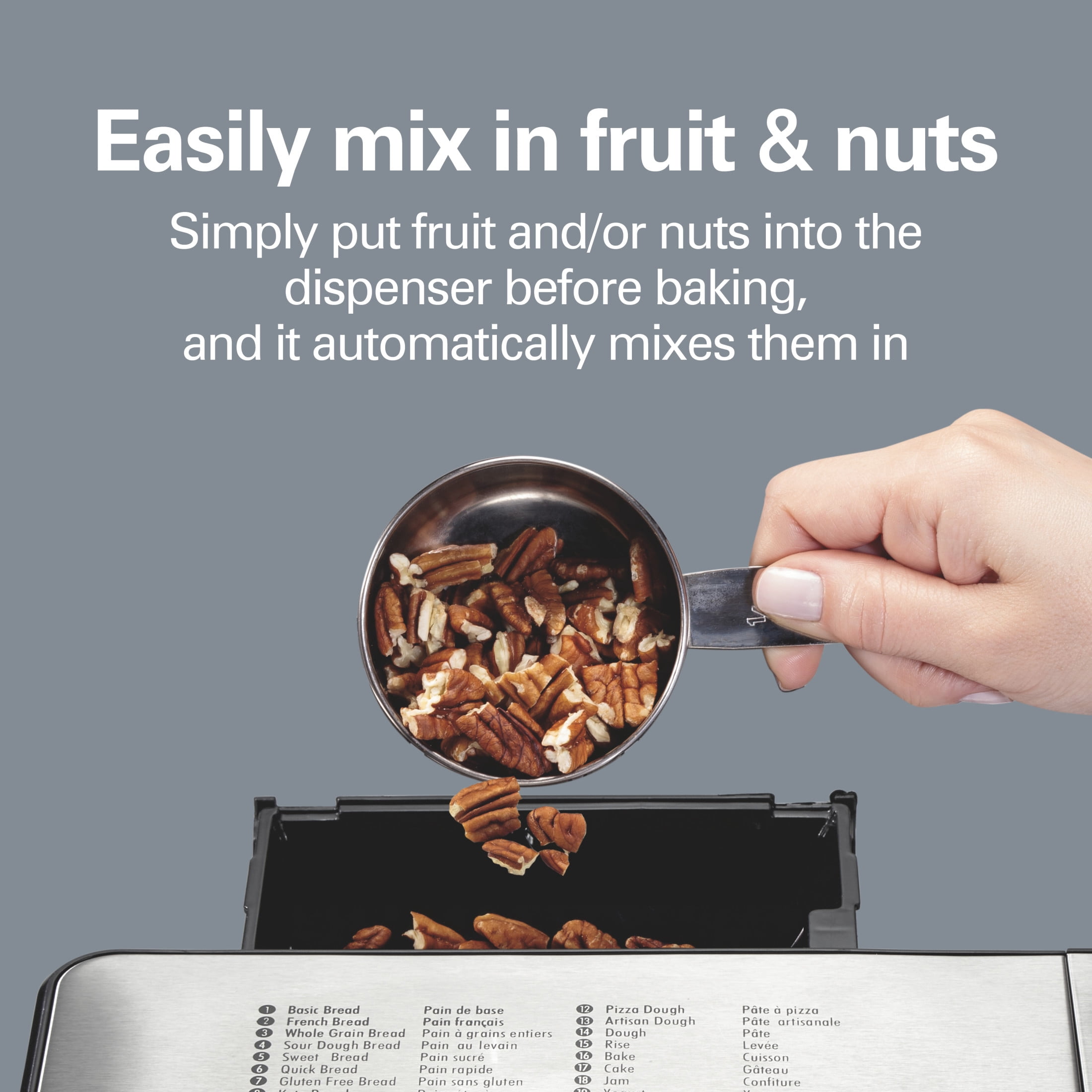 Hamilton Beach Premium Bread Make Machiner, Auto Fruit and Nut Dispenser, 21 Settings, Stainless Steel