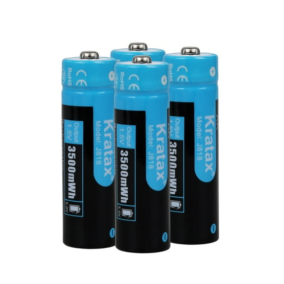 Kratax 1.5V AA Rechargeable Batteries 4-Pack, 3500mWh Li-Ion Rechargeable AA Batteries
