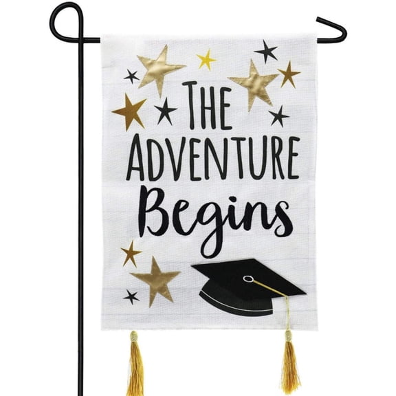 Graduation Adventure Garden Flag 2 Sided Burlap