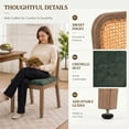 thumbnail image 5 of Mid Century Modern Rattan Dining Chairs Set of 2, Upholstered Dining Chairs with Woven Cane Back, Solid Wood Kitchen & Dining Room Side Chairs, Farmhouse Accent Chairs, Walnut Finish, Olive Green, 5 of 8