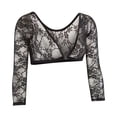 thumbnail image 2 of Women Mesh Lace See Through Crop Tops Sheer Seamless Shaper Shirt Shrugs, 2 of 9