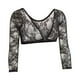 thumbnail image 2 of Fule - Camiseta corta transparente de encaje de malla para mujer, sin costuras, moldeadora, encogimiento de hombros, 2 of 8