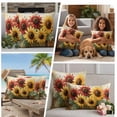 thumbnail image 5 of Vintage Sunflowers Outdoor Waterproof Pillow Covers, Summer Farmhouse Wooden Country Floral Decorative Square Throw Pillowcase Sofa Cushion Sham for Patio/Couch/Chair, 20"x20" 2 Pack, 5 of 8