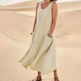 thumbnail image 2 of HAJWOH Summer Dresses for Women Cotton Linen Dresses for Beach Vacation Sleeveless Loose Maxi Dress with Pockets, 2 of 7