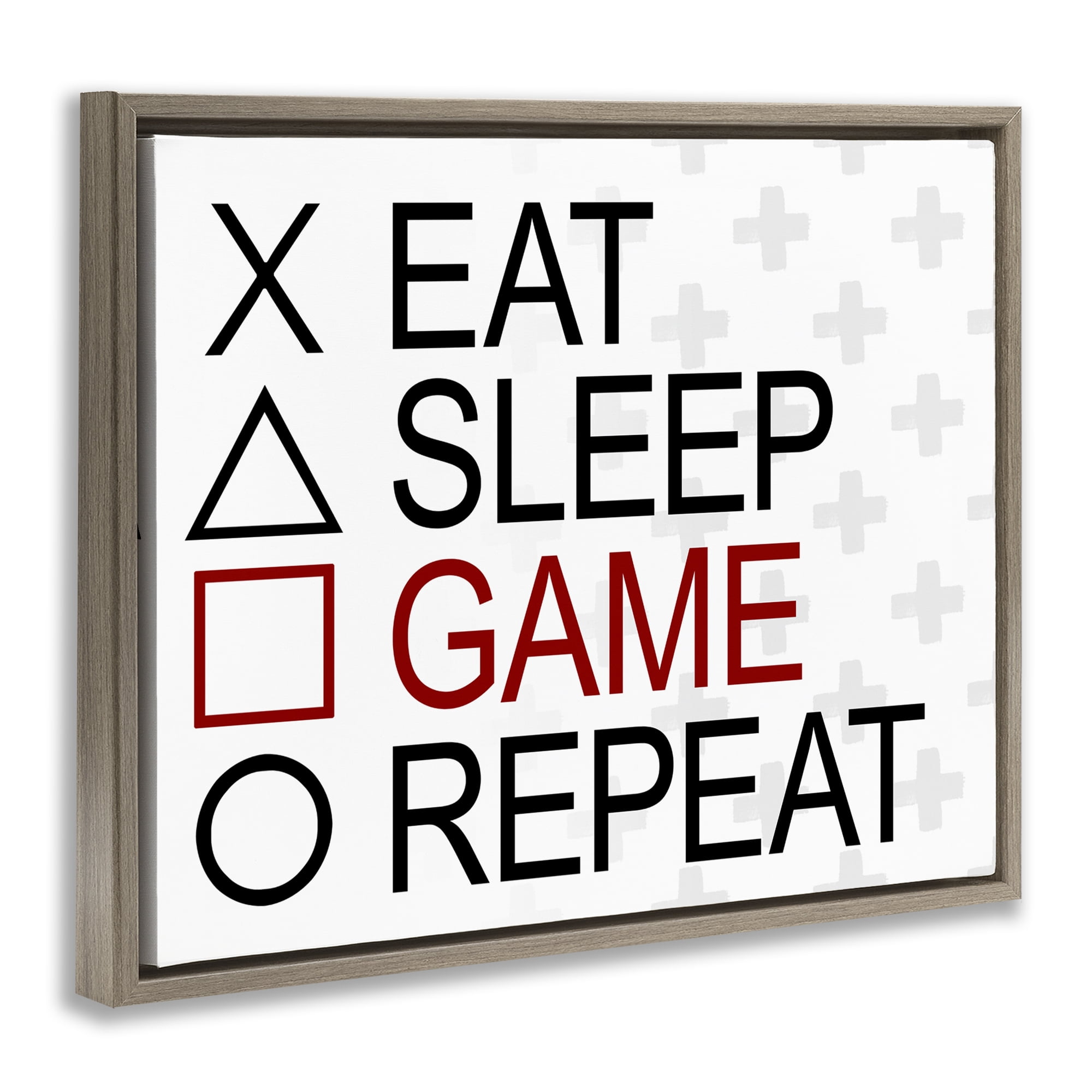 Stupell Industries Gamer Button Shapes Entertainment Painting Brown Floater Framed Canvas Art Print Wall Art, 31 x 25