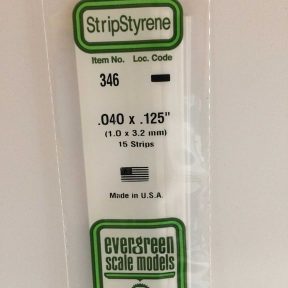 Evergreen Scale Models 24 Strip Pack .040x.125 15 EVG346 Plastic Building Supplies