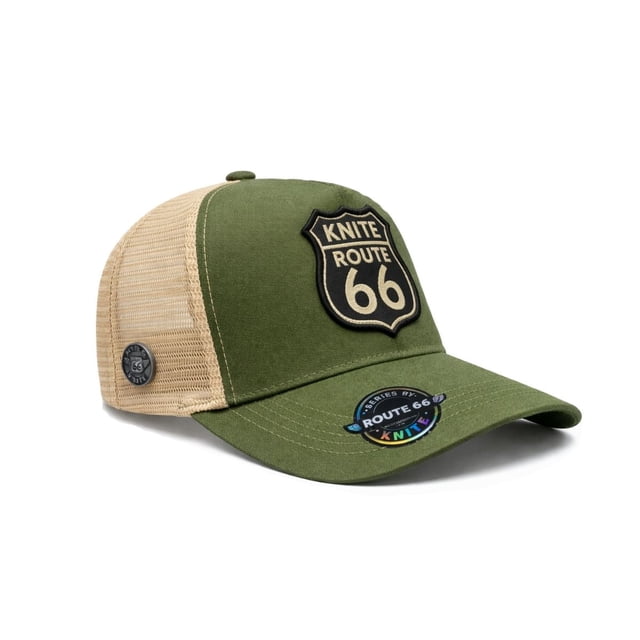 Knite Gorra Trucker Route 66 Transpirable Verde Oliva Malla Hombre