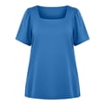 thumbnail image 5 of DYTTDG Womens Plus Size 2026 Summer Tops Square Neck Puff Short Sleeve Casual Loose Tee Shirts, 5 of 5