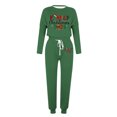 thumbnail image 4 of Puntoco Pijamas para mujer, conjunto de pijamas de invierno con estampado de letras, cuello redondo, manga larga, pantalones, ropa informal para el hogar, 4 of 4