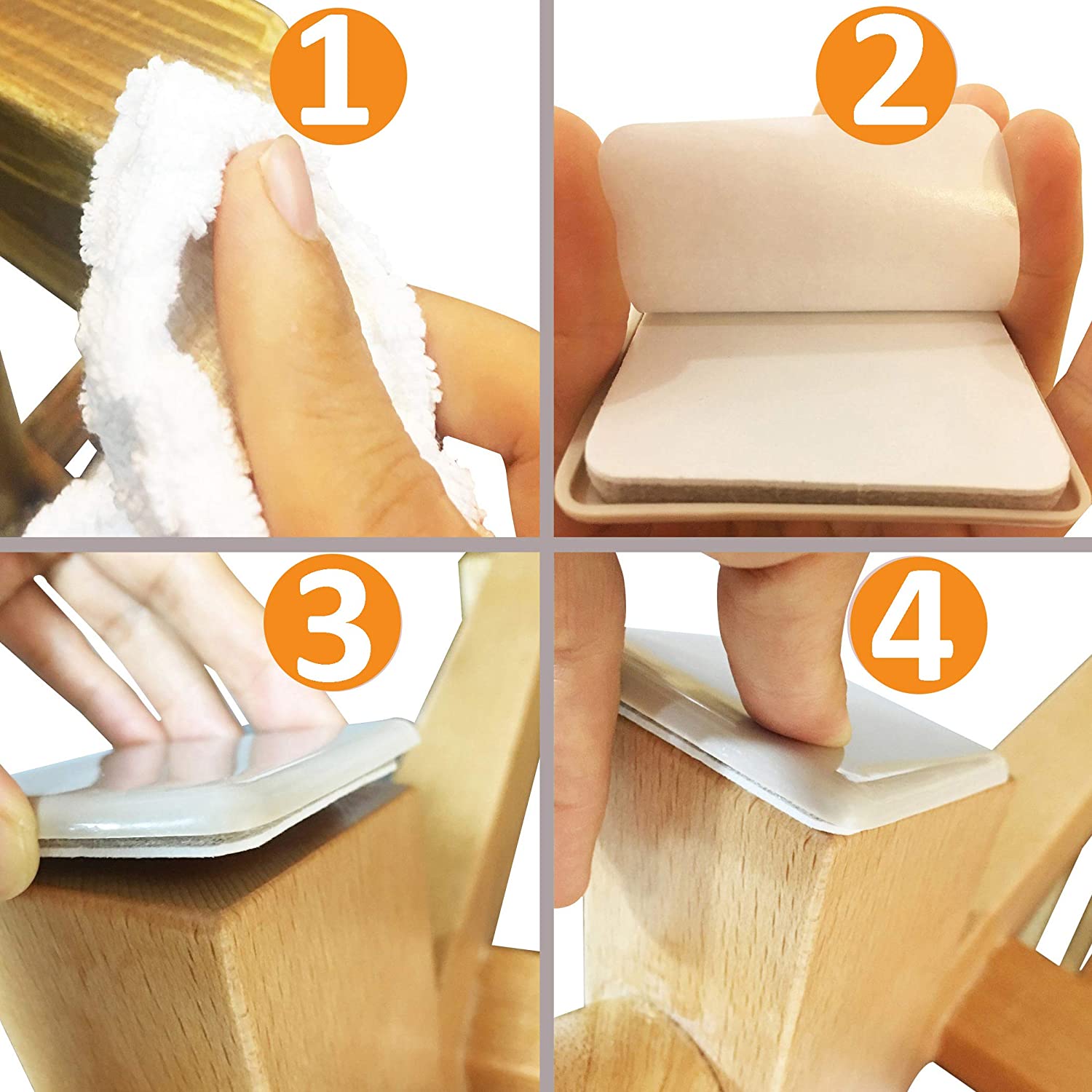 24pcs 2in.Self Stick Square Carpet Sliders-Self Adhesive Furniture Moving  Slider for Carpet -Self-Adhesive Chair Glides-Moving Pads-Moving Furniture