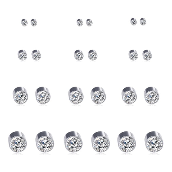 Juego de pendientes magnéticos Spiritlele de cristal transparente, 12 pares