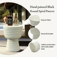 thumbnail image 4 of LuxenHome Outdoor Side Table, 15'' Off White Round Spiral Pattern Accent End Table, Indoor Outdoor Coffee Tables for Patio, Living Room, Backyard,Garden Stool and Plant Stand, 4 of 9