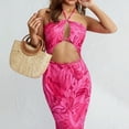 thumbnail image 2 of Women's Slim Fit Maxi Dress Summer Clothing Lace Up Halter Cutout Backless Floral Evening Gown Sexy Club Street Wear-a-S, 2 of 7