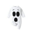 thumbnail image 2 of FASHOFT Baby Boy Halloween Outfit Pumpkin Ghost Print Long Sleeve Romper Jumpsuit For Baby Halloween Cosplay Party Daily Wear Toddler Halloween White 3-6 Months, 2 of 8
